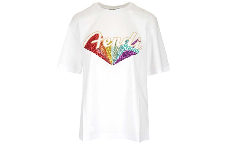Kaos Pendek FENDI dengan Motif Gambar/Cetak, Cocok untuk Pria dan WanitaF-31